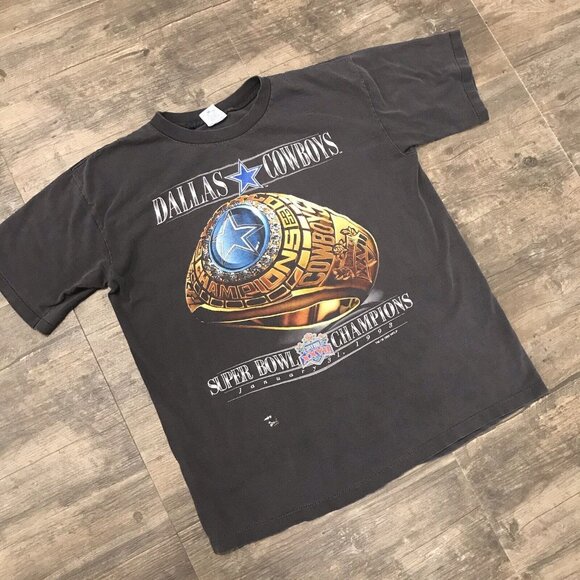 FADED Dallas Cowboys 1993 Super Bowl XXVII Champions Ring T Shirt Large USA Made - Picture 1 of 11